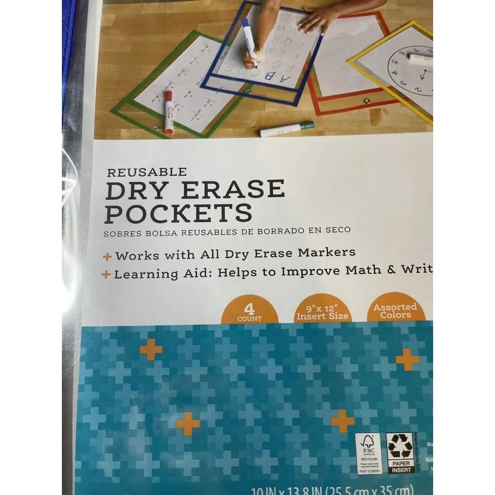 Dry Erase Pockets Oversize‎ Perfect Classroom Organization Reusable